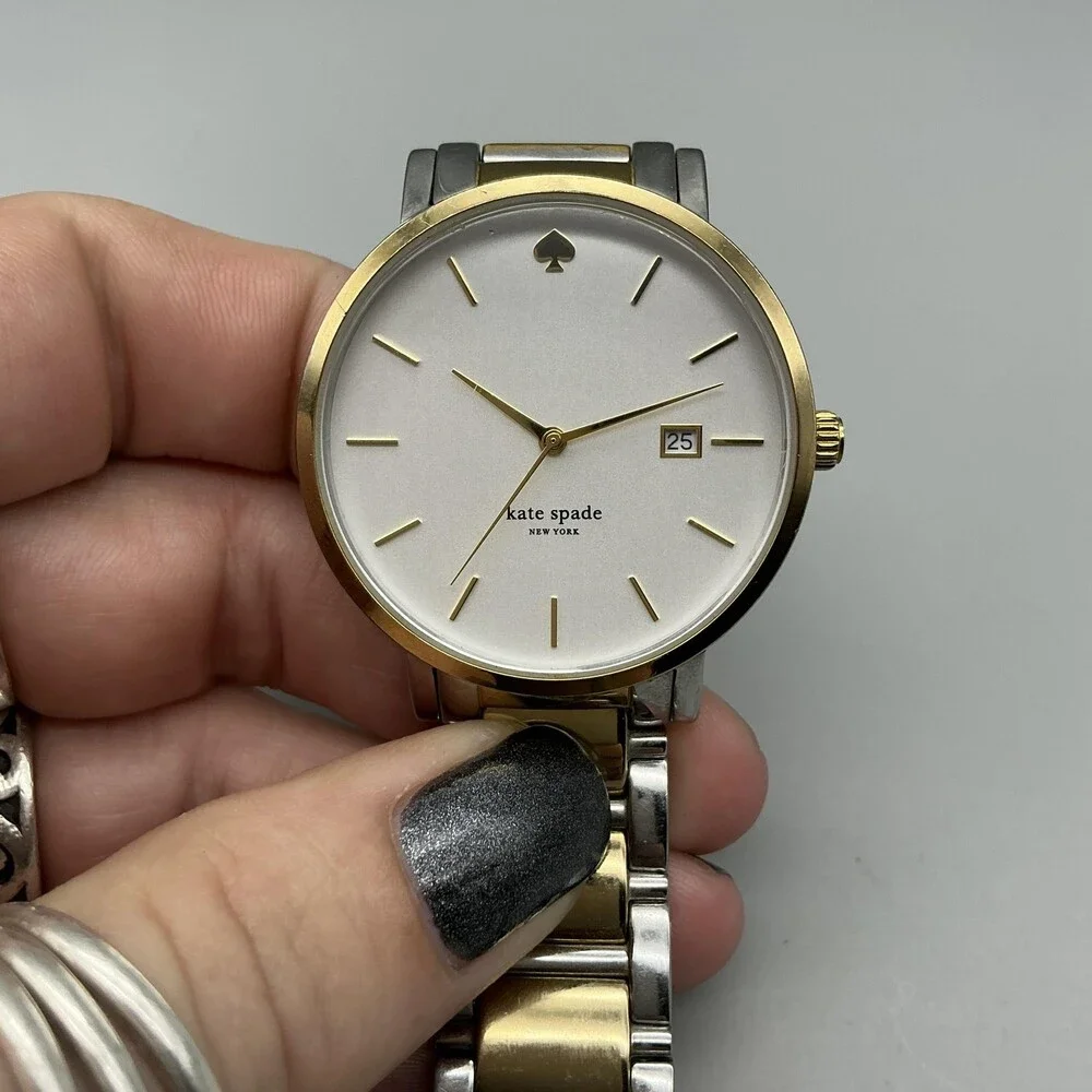 Kate Spade Womens Watch 38mm Two Tone Stainless Date New Battery 6.75